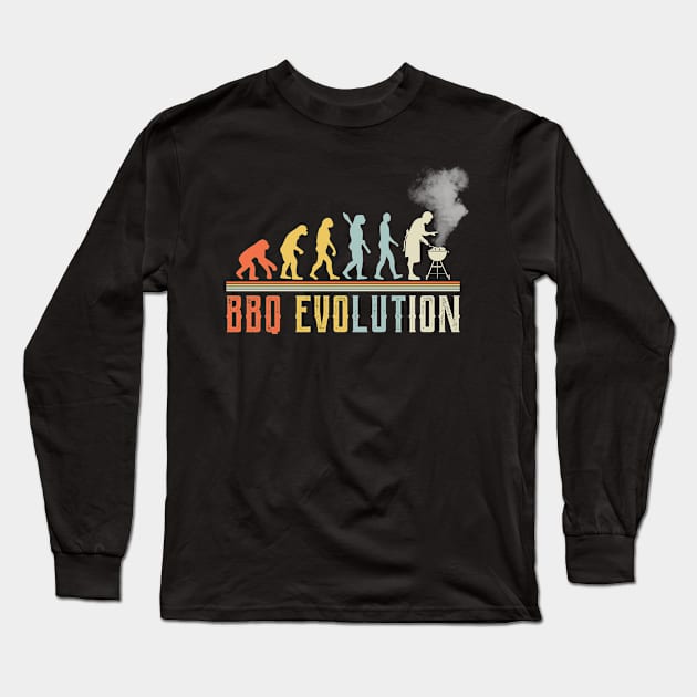 BBQ Evolution and Grill Lovers | Retro Vintage Distressed Long Sleeve T-Shirt by missalona